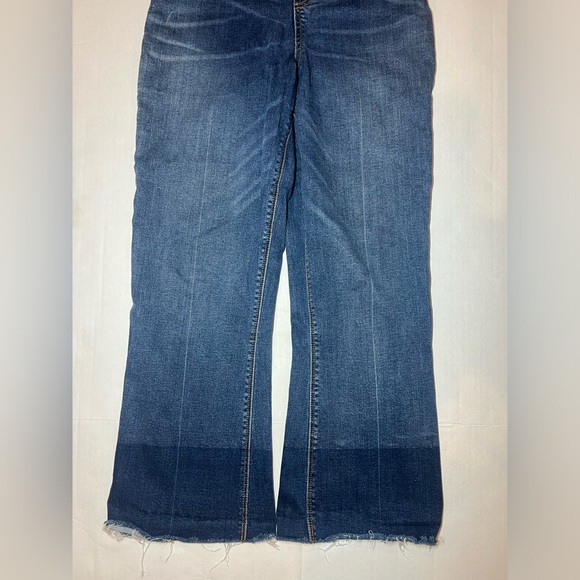 Spanx Cropped Flare High Waisted Blue Pull On Jeans Size Medium Womens - Picture 4 of 9